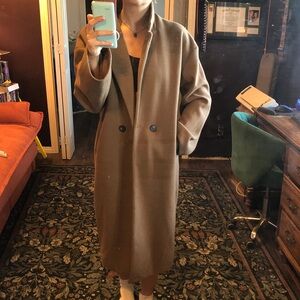 Elegant Tan Double-Breasted Trench Coat